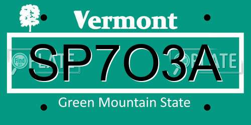 SP7O3A Vermont License Plate