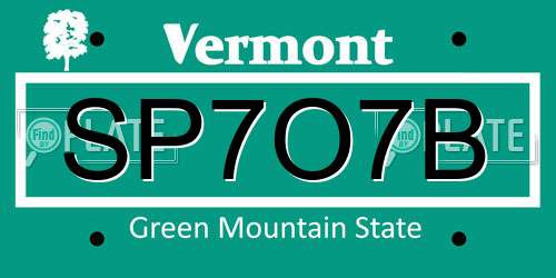 SP7O7B Vermont License Plate