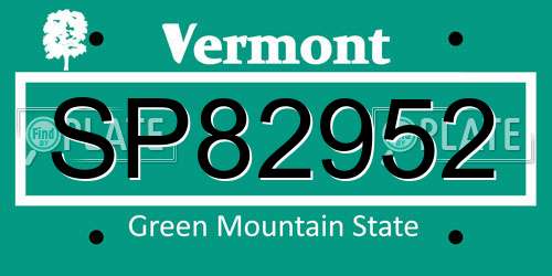 SP82952 Vermont License Plate