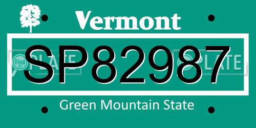 SP82987 Vermont License Plate