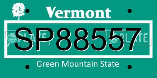 SP88557 Vermont License Plate
