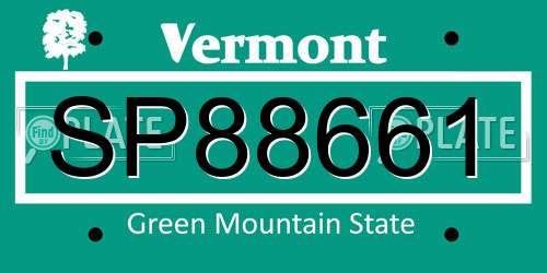 SP88661 Vermont License Plate
