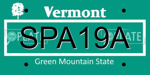 SPA19A Vermont License Plate