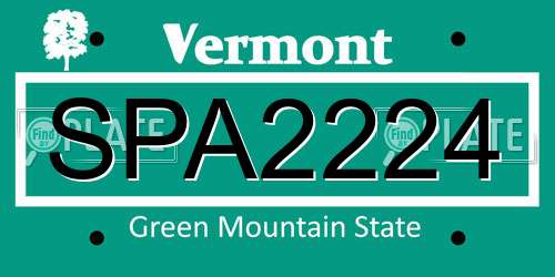 SPA2224 Vermont License Plate