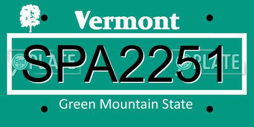 SPA2251 Vermont License Plate