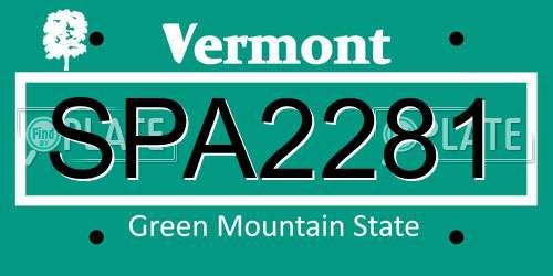 SPA2281 Vermont License Plate
