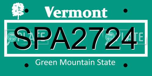 SPA2724 Vermont License Plate