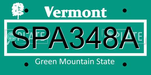 SPA348A Vermont License Plate