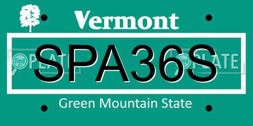 SPA36S Vermont License Plate