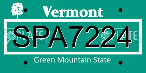 SPA7224 Vermont License Plate
