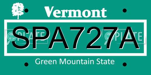 SPA727A Vermont License Plate