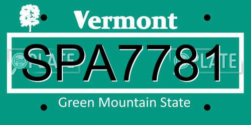 SPA7781 Vermont License Plate
