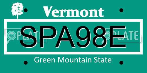 SPA98E Vermont License Plate