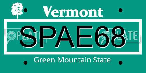 SPAE68 Vermont License Plate