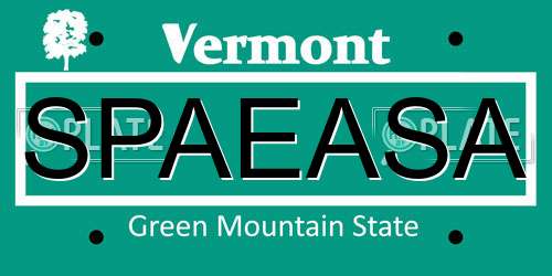 SPAEASA Vermont License Plate