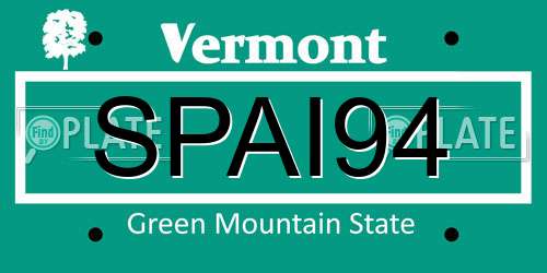 SPAI94 Vermont License Plate