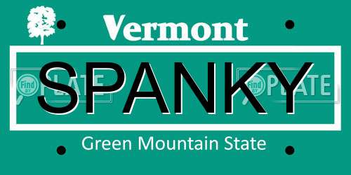 SPANKY Vermont License Plate