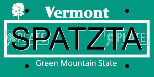 SPATZTA Vermont License Plate