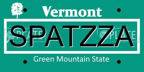 SPATZZA Vermont License Plate