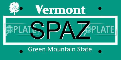 SPAZ Vermont License Plate