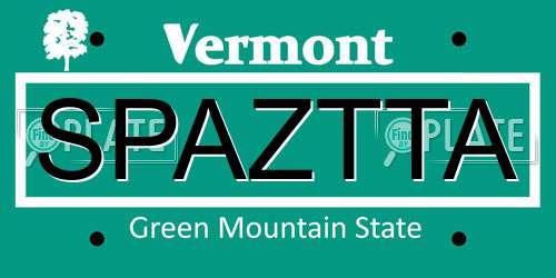 SPAZTTA Vermont License Plate