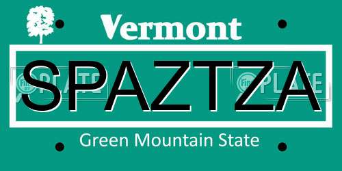 SPAZTZA Vermont License Plate