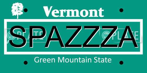 SPAZZZA Vermont License Plate