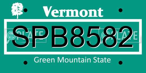 SPB8582 Vermont License Plate