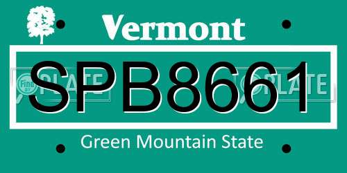 SPB8661 Vermont License Plate