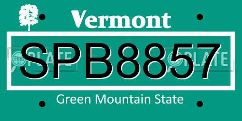 SPB8857 Vermont License Plate