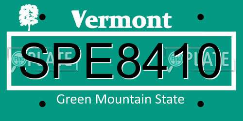 SPE8410 Vermont License Plate