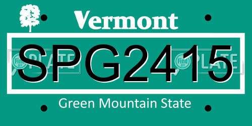 SPG2415 Vermont License Plate