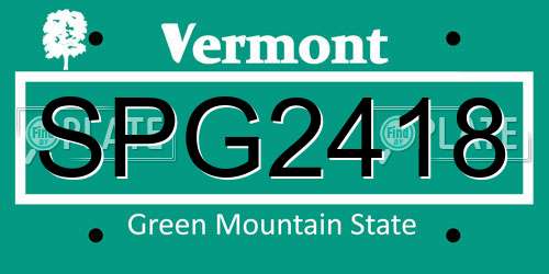 SPG2418 Vermont License Plate