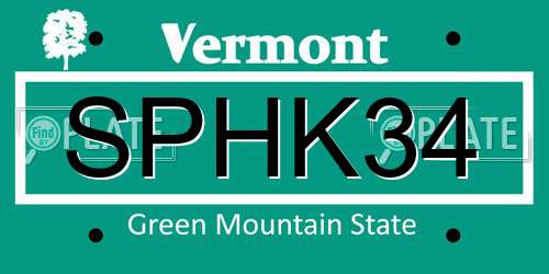 SPHK34 Vermont License Plate