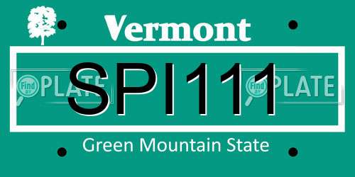 SPI111 Vermont License Plate