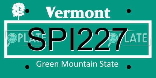 SPI227 Vermont License Plate