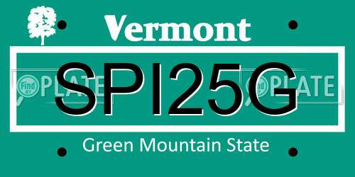 SPI25G Vermont License Plate