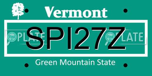SPI27Z Vermont License Plate