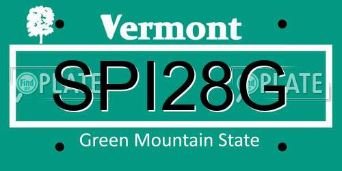 SPI28G Vermont License Plate