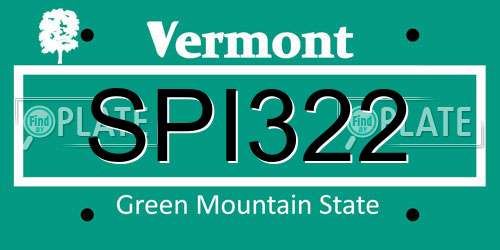 SPI322 Vermont License Plate