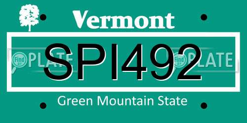 SPI492 Vermont License Plate