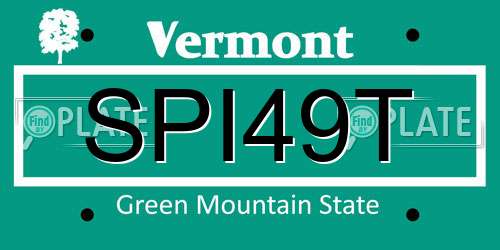 SPI49T Vermont License Plate