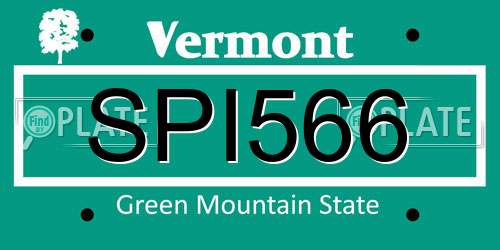 SPI566 Vermont License Plate