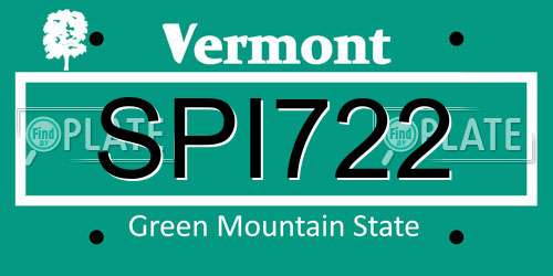 SPI722 Vermont License Plate
