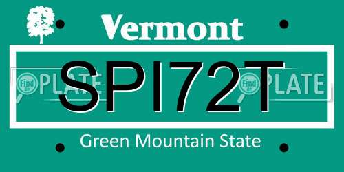 SPI72T Vermont License Plate