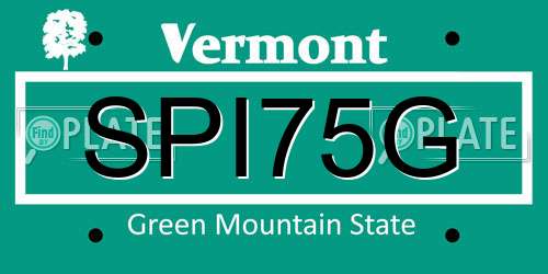 SPI75G Vermont License Plate