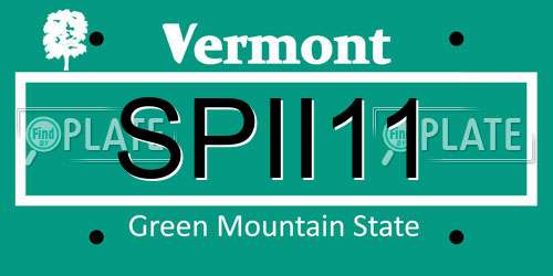 SPII11 Vermont License Plate