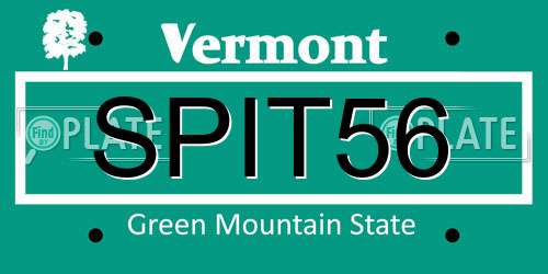 SPIT56 Vermont License Plate