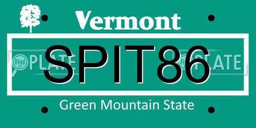 SPIT86 Vermont License Plate