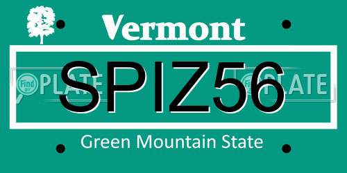 SPIZ56 Vermont License Plate